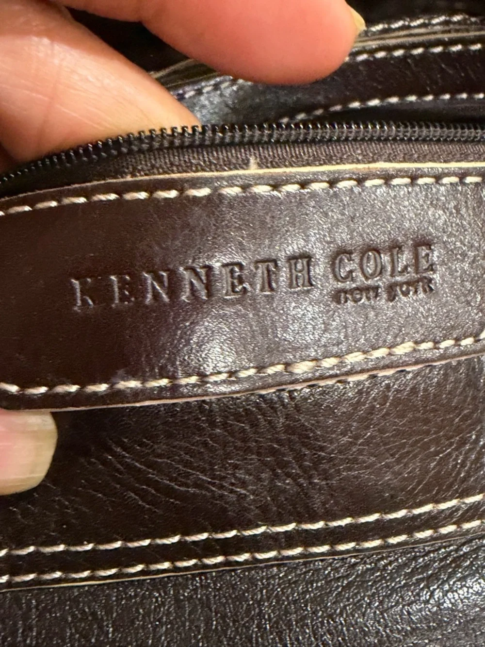 Kenneth Cole Chocolate Brown Leather Shoulder Bag